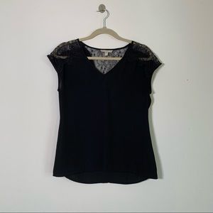 Banana Republic Black Shirt Cap Sleeve Lace Back Blouse  XS